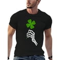 thumbnail image 6 of Men's Skull Hand Four-Leaf Clover T-Shirt- Irish Lucky Charm, Heavy Loose Short Sleeve Crew Neck T-Shirt, 6 of 10
