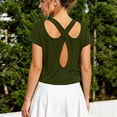 thumbnail image 5 of HONHUZH Workout Tops for Women Open Back Casual Short Sleeve Workout Shirts Y2k Crop Athletic Gym Yoga Running Tees, 5 of 7