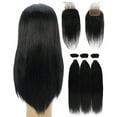 thumbnail image 7 of LUXLUXE Rico 100% Unprocessed A7 Grade Human Hair Bundle 10 Inches 101214 Lengths Free Part 4X4 Hand Tied Swiss Lace Closure, 7 of 7