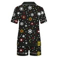 thumbnail image 4 of Cavosen Christmas Pj Sets for Women Button down 2 Piece Pajamas Xmas Cute Snowflake Print Lounge Outfits with Pocket Lapel Neck Short Sleeve Tops Short Pants Sleepwear Soft Comfortable Nightwear, 4 of 6