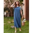 thumbnail image 4 of Oudiya Women's Nightgown Short Sleeve Loungewear Sleepwear Full Length Sleep Shirt with Pockets, M-4XL, 4 of 5