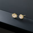 thumbnail image 4 of Gem Stone King 2.00 Ct Oval 8x6mm Peach Morganite 14K Yellow Gold Stud Earrings for Women Men, 4 of 5