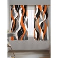 thumbnail image 5 of Sheer Curtains 72 Inches Long 2 Panels Set for Bedroom, Abstract Stripes Semi Sheer Curtains for Windows, Retro Modern Orange Black Gray Lines Voile Window Treatments Rod Pocket Curtain, 5 of 7
