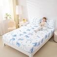 thumbnail image 4 of Erosebridal Blue Bow Heart Queen Sheet Sets for Boys Girls, Watercolor Ribbon Bed Set, 4pcs, 4 of 6