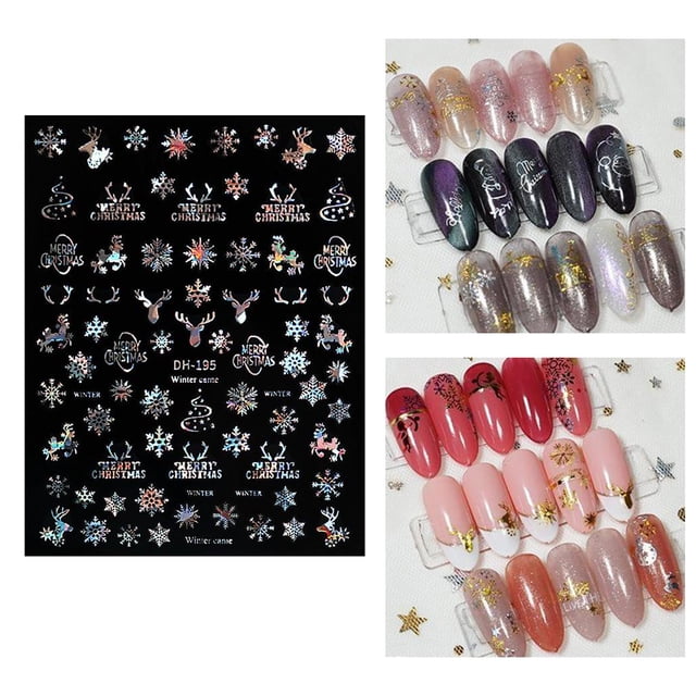 Navideñas para Decoración de Uñas, Autoadhesivas para Uñas, de Nieve, Palo Navideño para Decoraciones de Uñas Navideñas - DH-195 DH-195 Pta Macarena Arte de uñas pegatinas