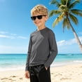 thumbnail image 2 of Nwiuh Boys Long Sleeve Athletic T-Shirts Kids Quick Dry Youth Performance Active Basic Tees(Dark Gray,5-6 Years), 2 of 5