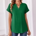 thumbnail image 4 of Dwellite T-Shirts Short Sleeve V Neck Tees Tops for Women Fashion Lightweight Soft Casual Summer Clothes 2026 Green M, 4 of 6
