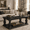 Antique Black, variant on Rectangular Weathered Natural Farmhouse Coffee Table, Solid Wood Plank Top Coffee Table with Thick Baluster Legs, Distressed Light Wood Rustic Coffee Table with Lower Storage Shelf for Living Room