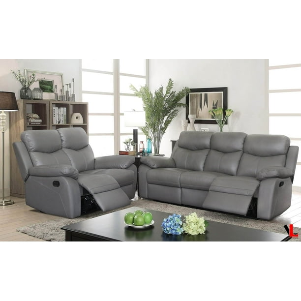 Levoluxe Aveon 2 Piece Pillow Top Arm Reclining Sofa and Loveseat Set in Leather Match Walmart.ca