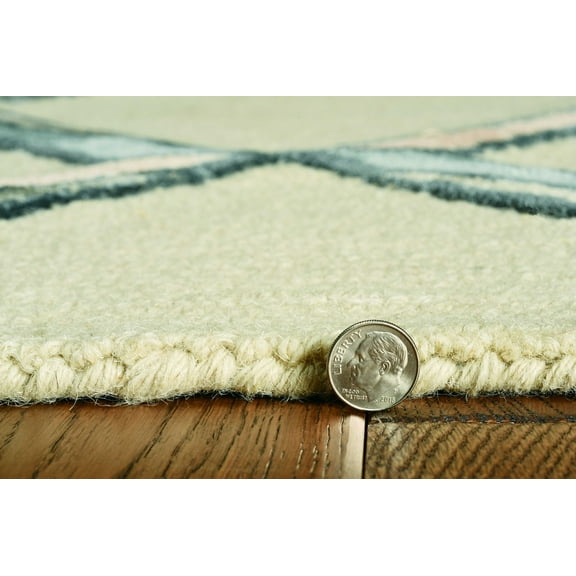 2' x 8' Cream Geometric Diamond Wool Runner Rug