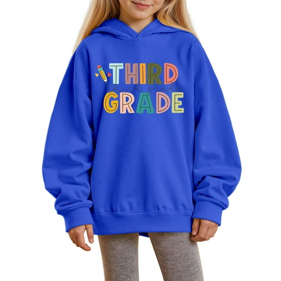 Chenglor Back To School Hoodie for Girls Girls Sweatshirts 100 Days Of School Sweater Kids Girls Clothes Size 6 Children's Fashion Clothes (2-3 Years Blue)
