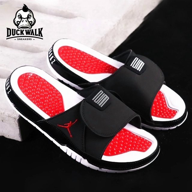 N I-K-E A i r-Jor-dan Hydro XI Retro Sandals Black White Gym Red FN2452-006 Mens Sizes