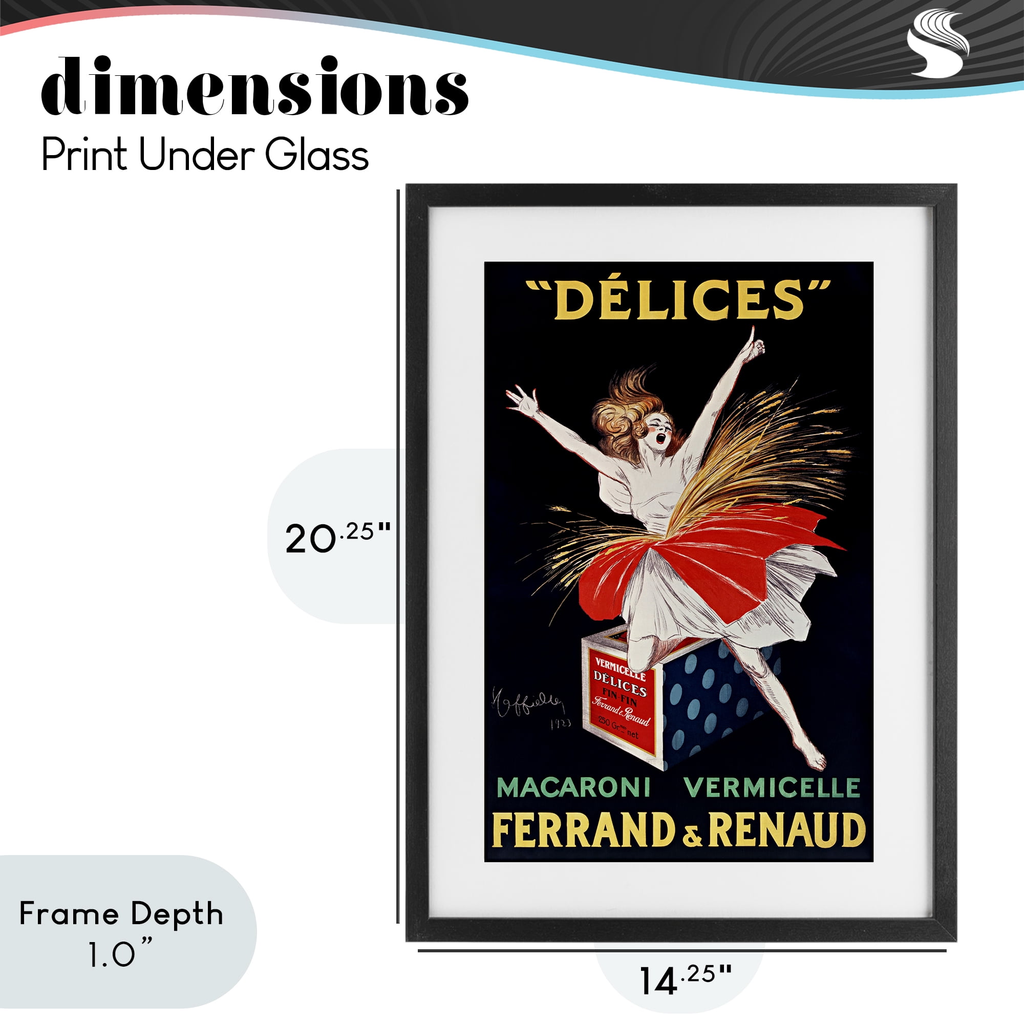 Stupell Industries Vintage Dancer Food Advertisement Black Framed Print Under Glass, design by Leonetto Cappiello