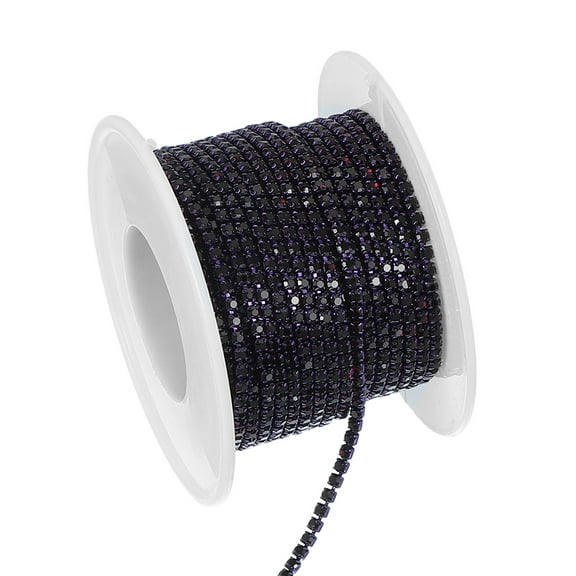 Uxcell Rhinestone Chain, Crystal Rhinestone Chain Trim Close Chain Roll Sewing Bling Diamond Strips for DIY Projects Dark Purple 2mm