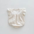 thumbnail image 4 of LYMAYTER Baby Girls Summer Romper for 3-24M Lightweight Floral Bubble Sleeve Top Breathable Comfort Wear, 4 of 8