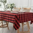 thumbnail image 2 of Checkered Rectangular Tablecloth Water Resistance Antiwrinkle Spillproof Heavy Weight Soft Gingham Plaid Table Cloth for Buffet Banquet Parties Holiday Dinner, 60 x 102 Inch Black and Red, 2 of 6