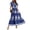 Dark Blue, variant on Women's Summer Casual Flowy Short Sleeve Bohemian Floral Print Maxi Dress for Beach Vacation Formal Evening Party Guest Wedding Long Dress with Lightweight Chiffon Fabric,Beige L