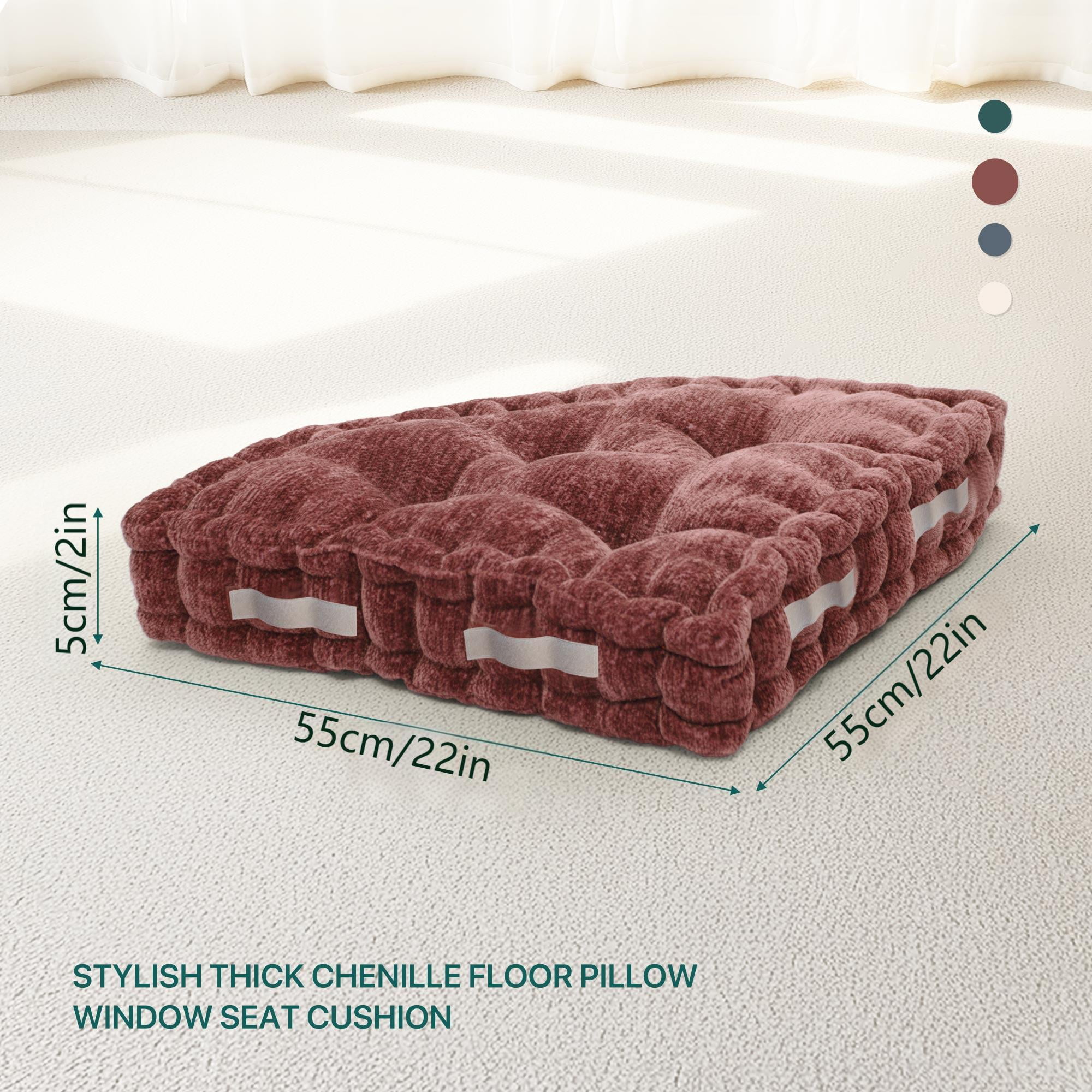 CHARRYARN Corner Wedge Cushion For adults or pets, Floor Pillow, Gap Filler Between Bed and Wall for Sitting or Yoga, Pizza Cushions Thick, Living Room, Fireplace,Outdoor Seating 22"*22",Red