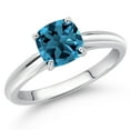 thumbnail image 2 of Gem Stone King 10K White Gold London Blue Topaz Solitaire Engagement Ring for Women (1.18 Cttw, Gemstone November Birthstone, Cushion 6MM), 2 of 4