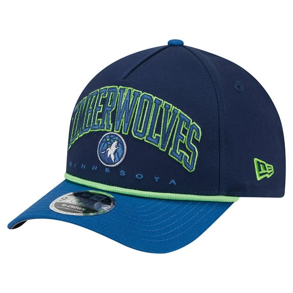 Men's New Era  Navy Minnesota Timberwolves Bold Arch COOLERA 9FORTY A-Frame M-Crown Adjustable Hat