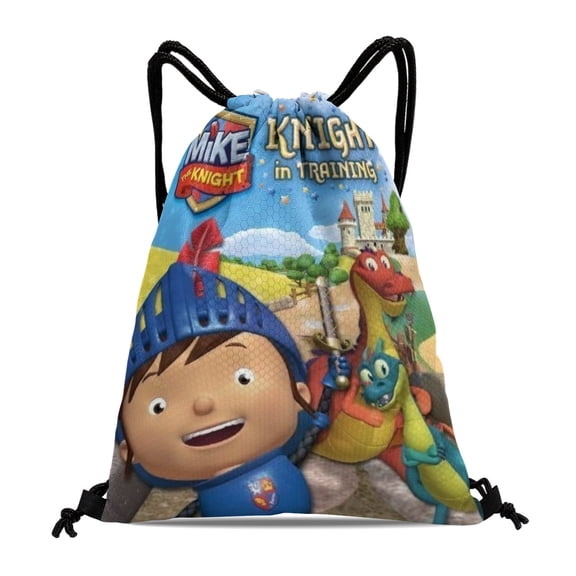 Mike the Knight Drawstring Backpack Bag Party Favors Goodies Merch Gym Waterproof Swimming Beach Fans