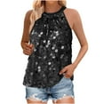 thumbnail image 6 of Jjayotai Halter Sequin Tank Tops for Women, Sleeveless Sparkly Glitter Club Outfits, Ruched Flowy Shiny Party Concert Shirt, Womens Shirts Black^ M, 6 of 7