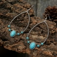 thumbnail image 4 of Nvzi Pendientes colgantes de estilo retro, nuevos y únicos, joyería étnica bohemia vintage (azul), 4 of 5