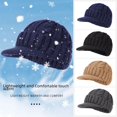 thumbnail image 3 of Gorro de invierno para mujer, gorro de punto cálido para hombre, gorro con visera a prueba de frío para exteriores, gorro de lana con protección para las orejas, 3 of 5