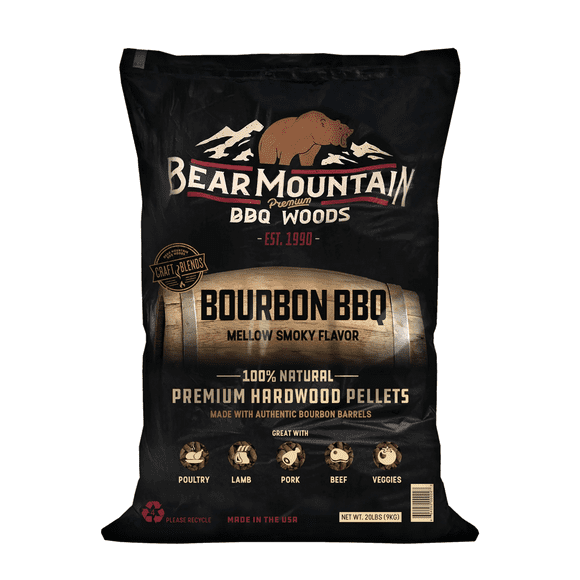 Bear Mountain BBQ Natural Bourbon Craft Blend Wood Smoker Pellets, 20 lbs