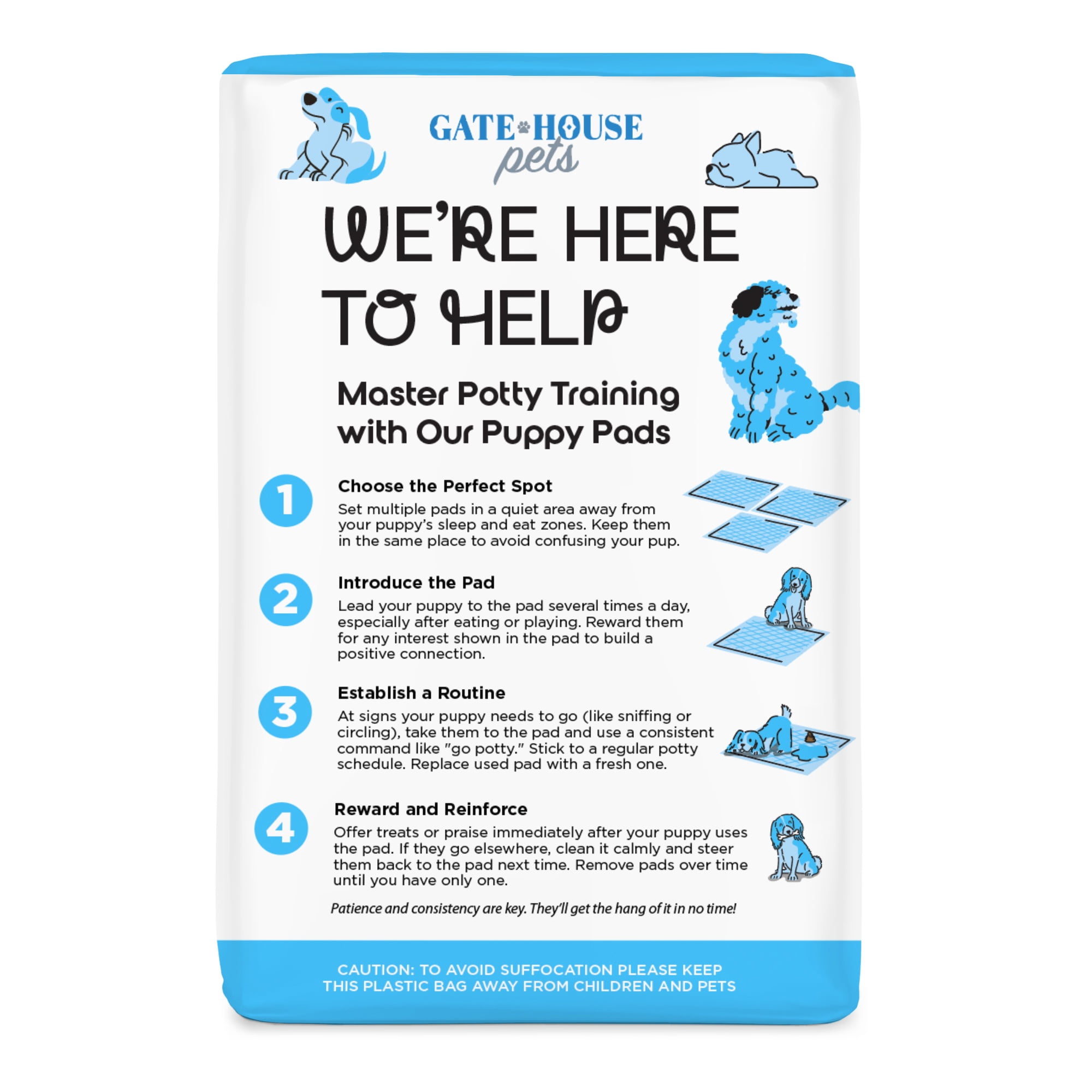 (3 pack) Gatehouse Large Ultra Absorbent Pup Pee Pads, Dog and Puppy Training Pads with Adhesive Corners, 22"x 22", 50 Count