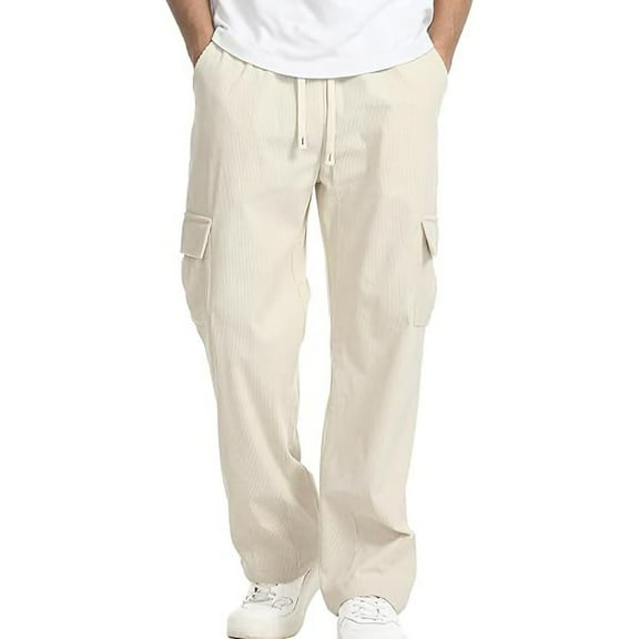 CYiJun George Cargo Pants for Men Fashion Loose Fit Wide Leg Casual Pants with Multi Pockets