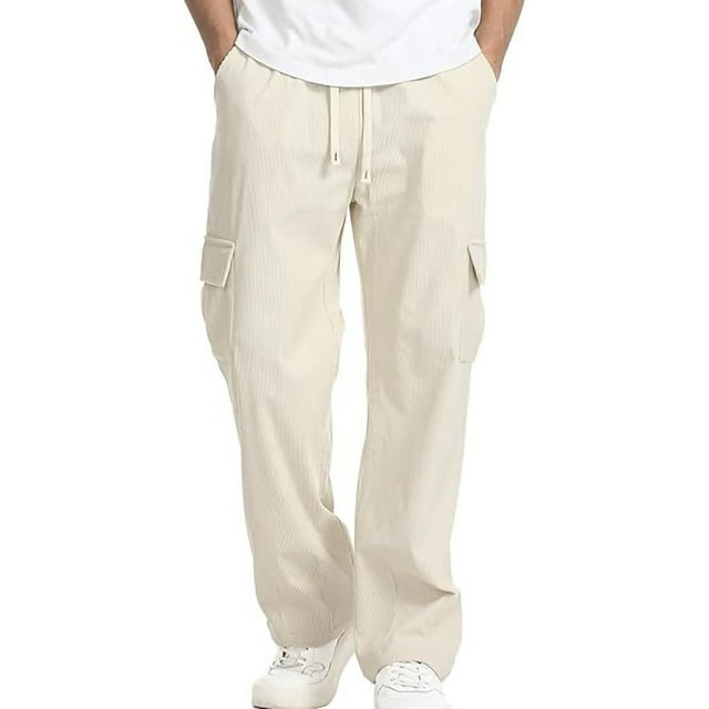 asjyhkr Mens Cargo Pants Breathable Drawstring Elastic Waist Outdoor Hiking Work Trousers with Multi Pockets