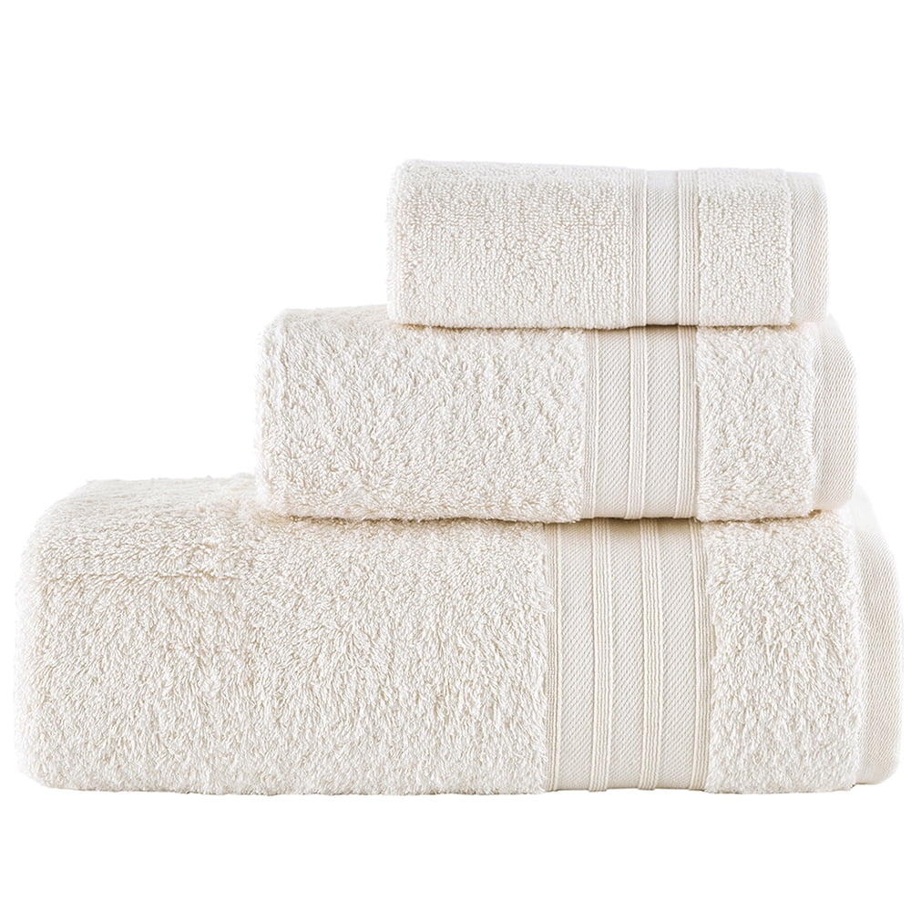 Hammam Linen Bath Towel Set 3 Pieces Beige Soft Fluffy, Absorbent and