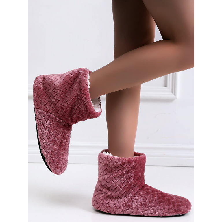 Woobling Women’s Slipper Boots Winter Fleece House Slippers Pull On Memory  Foam Outdoor Anti-Slip Ankle Bedroom Boot Slippers