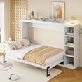 thumbnail image 2 of Euroco Wood Full Murphy Bed,Wall Bed with Shelves Cabinet, Convertibe into Cabinet for Bedroom,White, 2 of 15