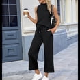 thumbnail image 2 of Conjuntos de Dos Piezas para Mujer, Conjuntos de Verano, Conjuntos de Estar por Casa, Blusas Cuello Alto, Pantalones Cortos Pierna , Conjuntos Viaje para Vacaciones. Negro M, 2 of 3
