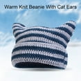 thumbnail image 3 of UDIYO Crochet Hats for Women Handmade Knit Cat Ear Beanie Hat Winter Fox Hat Slouchy Vintage Goth Grunge Beanies, 3 of 7