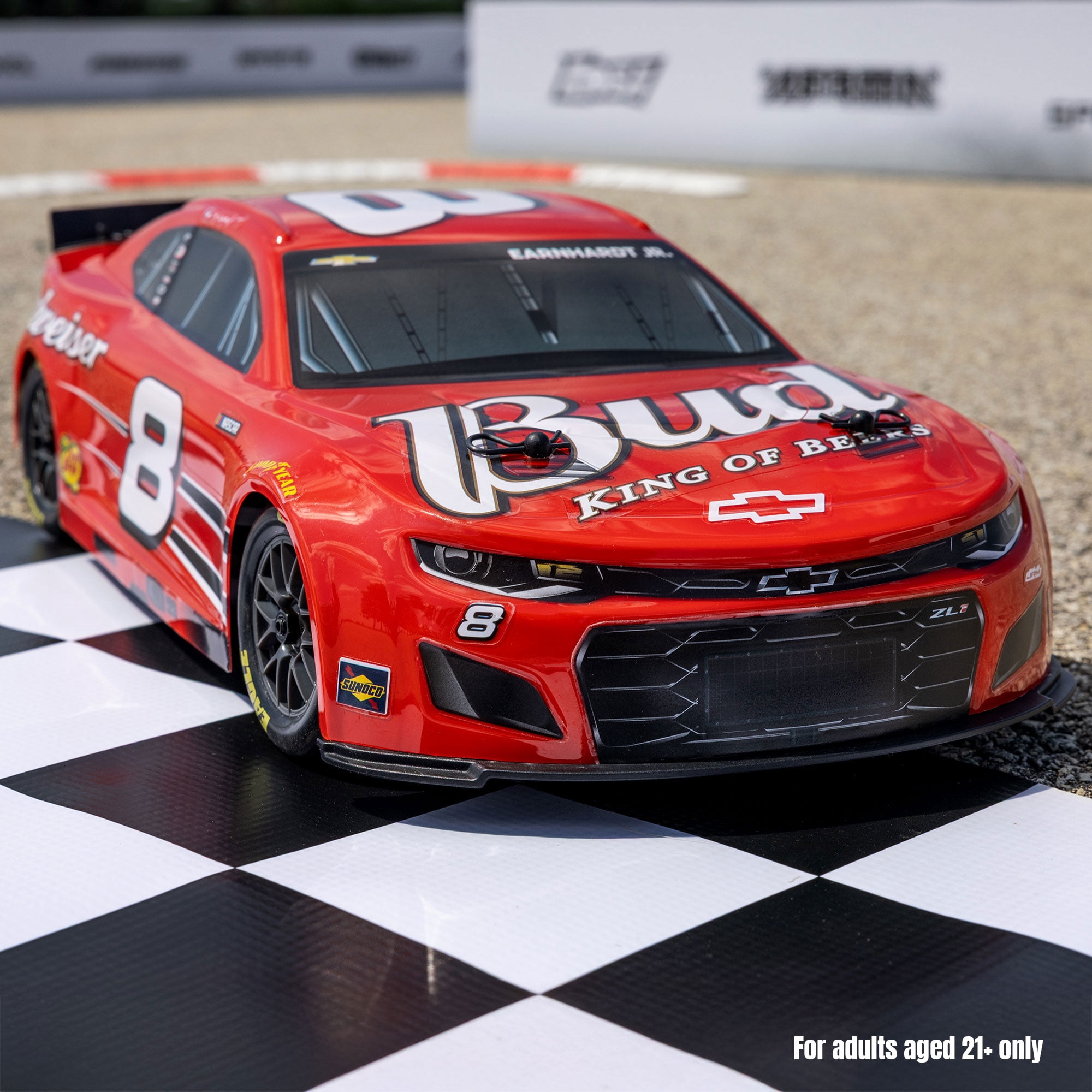 Losi 1/12 NASCAR RC Race Car Dale Earnhardt Jr. No. 8 Budweiser Chevrolet ZL1 2S AWD RTR Brushed On-Road Battery & Charger Included Red LOSF1122508