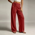 thumbnail image 4 of GUACER No Boundarie Cotton Linen Wide Leg Pants for Women Boho Wide Waistband Drawstring Lounge Summer Pants with Pockets, 4 of 6