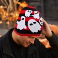 thumbnail image 5 of Voska Funny Halloween Pumpkin Skull Jacquard Knitted Pullover Hat Warm Woolen Festival Beanie for Autumn and Winter A One Size, 5 of 7