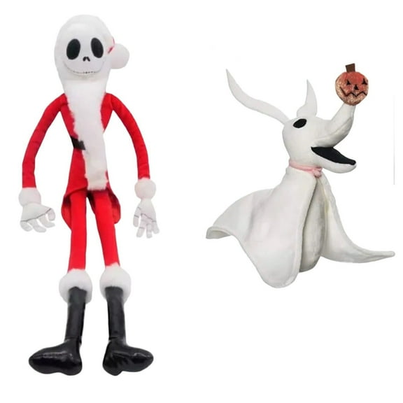 Nightmare Before Christmas Santa Jack 18” & Zero 8” Plush Soft Stuffed Animal New