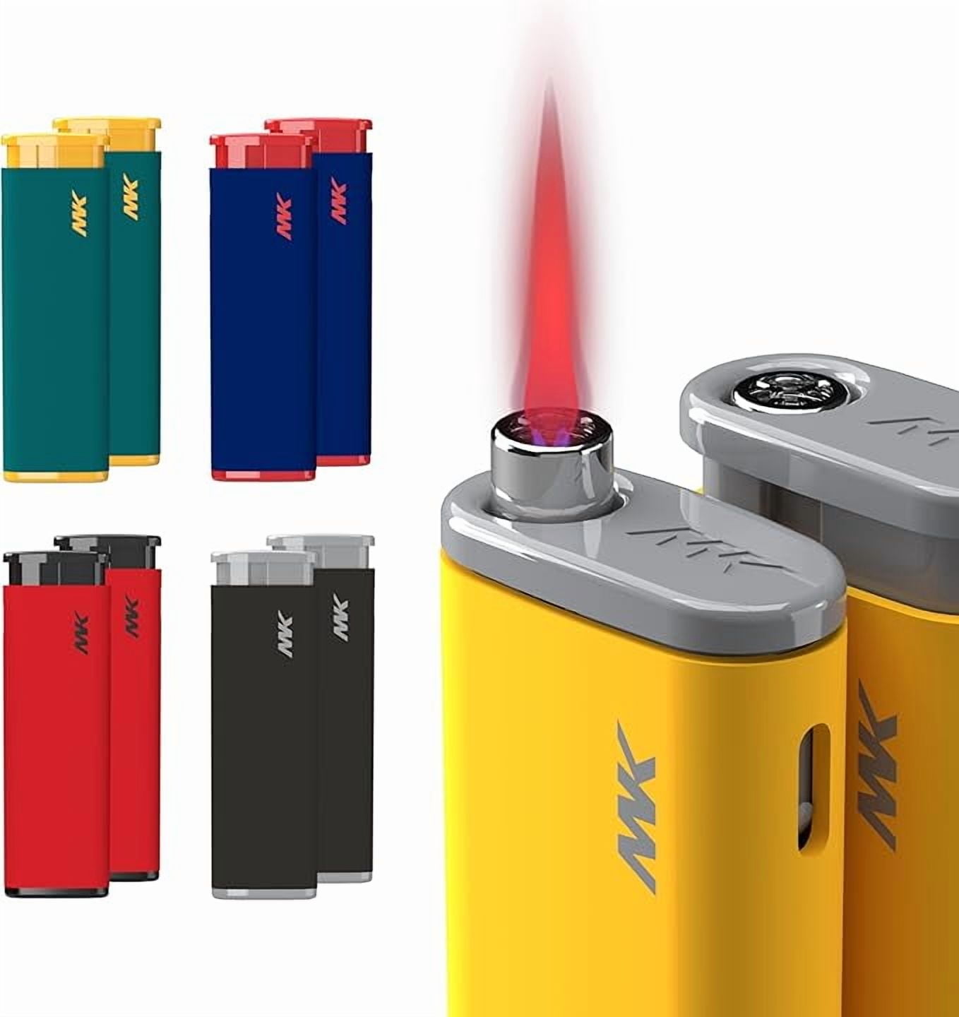 MK Lighter, 50PCS Striking Design Windproof Lighters, Ideal as Lighters for Candle, Camping Lighter, Outdoor Lighters, Butane Refillable Lighter, Multipurpose Lighters (Jet-Hue-50PC)