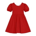 thumbnail image 4 of Mitankcoo Girls Puff Mini Dresses Crew Neck Short Sleeve Cross Back A-Line Dress for Everyday & Vacation Wear, 4 of 8