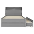 thumbnail image 4 of Full Size Wooden Led Platform Bed With Trundle, With Storage Headboard, With Drawers, Gray, 4 of 9