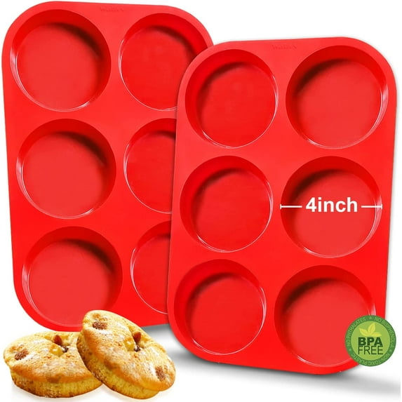 Premium Silicone Muffin Top Pan, Non-Stick Muffin Top Baking Pan, Prefect for Baking Cake, Corn Bread, Muffin Top and More, Food Grade and BPA Free (2-PK Silicone Muffin Top Pan)