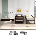 thumbnail image 4 of CJC Twin Over Twin Bunk Beds, Wooden Bunk Bed Frame with Movable Trundle, Safety Rail and Ladder, Espresso, 4 of 9
