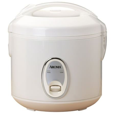 AROMA Rice Cookers & Steamers 4-Cup Cool Touch Rice Cooker White ARC-914S