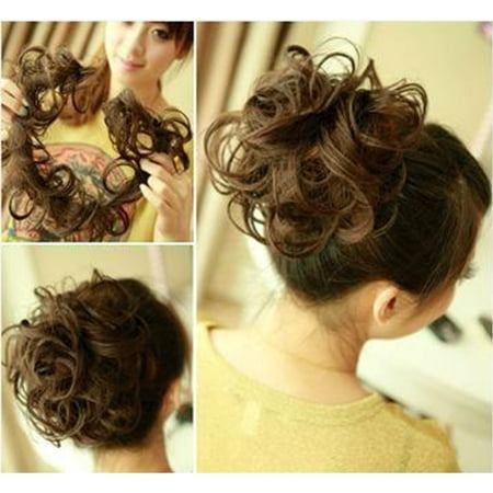 FLORATA Hair Bun Extensions Wavy Curly Messy Hair Extensions Donut Hair Chignons Hair Piece Wig (Best Hair Extension Method For Fine Hair)