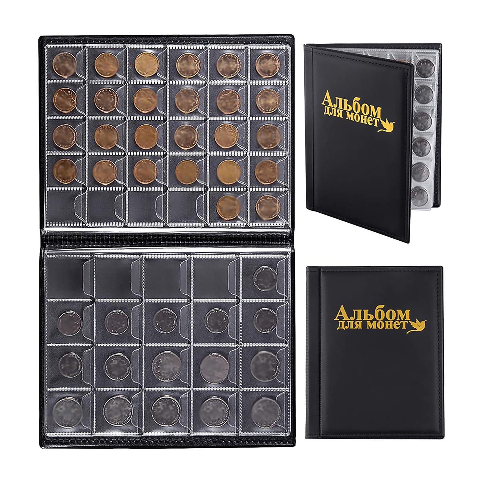 2x 250 Coins Album Book Holders for Coin Collection Penny Storage Case Brown 