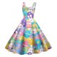 thumbnail image 1 of WILLBEST Vestidos De Lino Para Mujer, Vestido Con Estampado Retro De Pascua Para Mujer, Estilo Belleza, Vestido De Corte A Con Cremallera Lateral Para Fiestas, Vacaciones Y Ropa Informal., 1 of 2